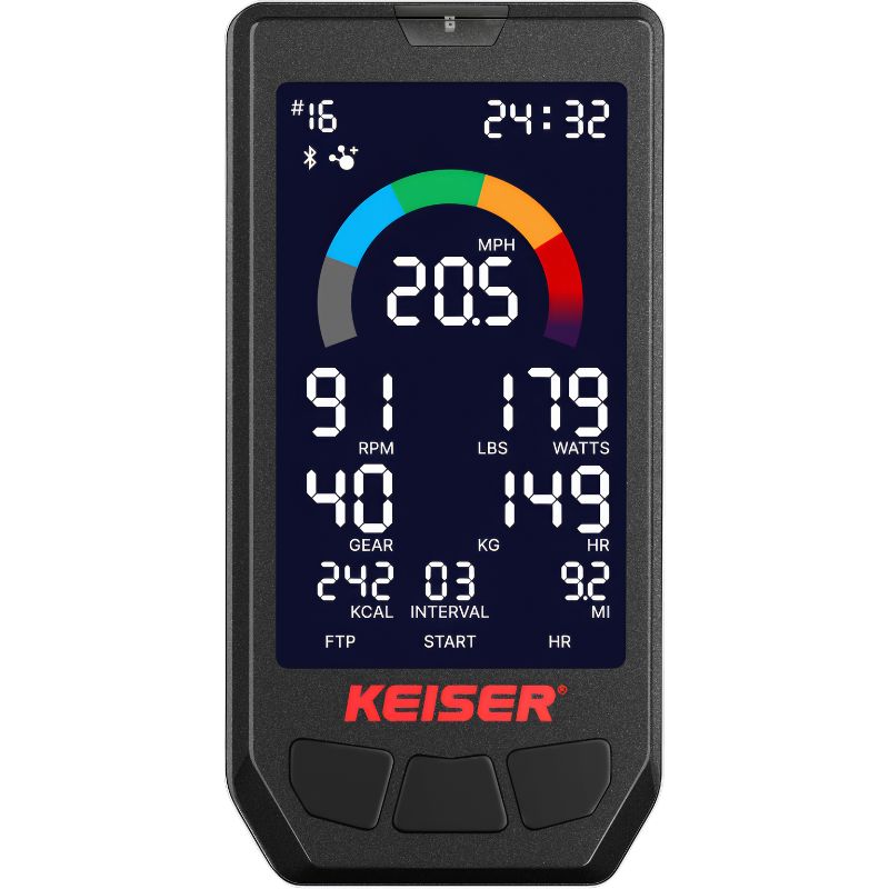 Keiser M3i Studio Plus Indoor Bike bluetooth studio display adjustable frame and fourway handle bars magnetic resistance picture of display monitor