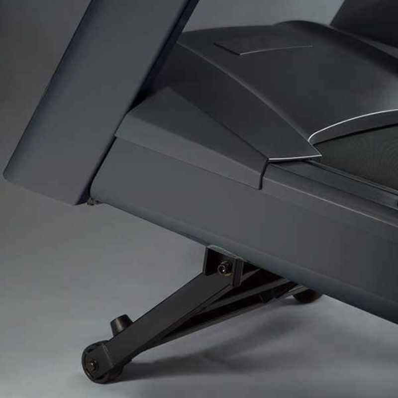 T98 Gym Gear Entertainment series Treadmill 6HP AC motor top speed 25km/h 16 level incline close up of the incline system and wheels