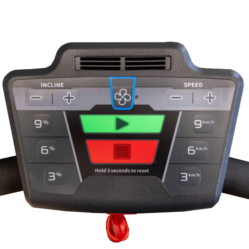 Gym Gear Encore AC4000 Treadmill, light commercial 0.5-12mph 9% incline close up of the smaller control panel