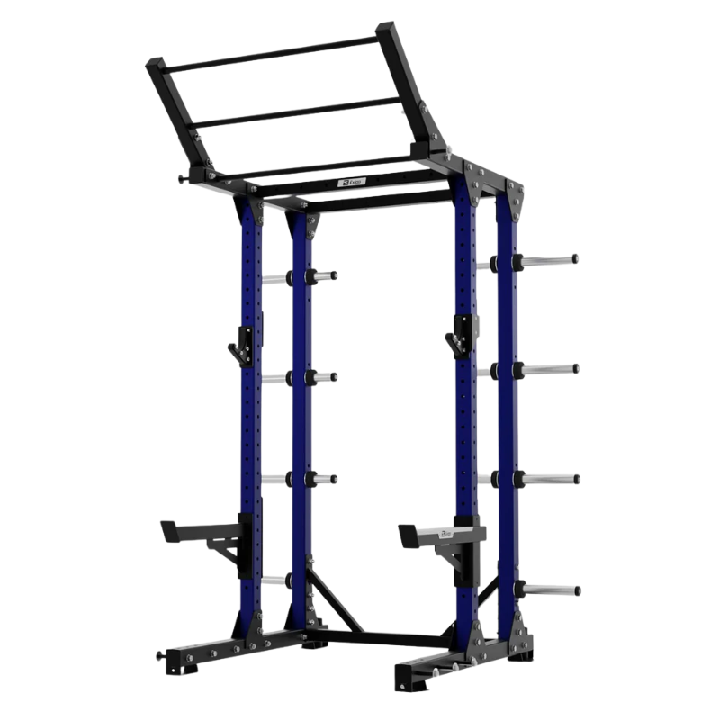 Exigo E80 Elite Half Rack 45 Degree Wing Pull Up Bar Attachment in blue