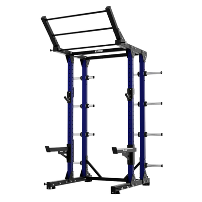 Exigo E80 Elite Half Rack 45 Degree Wing Pull Up Bar Attachment in blue
