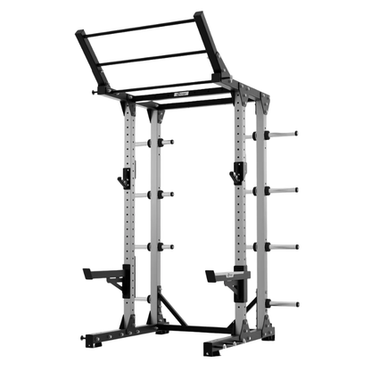 Exigo E80 Elite Half Rack 45 Degree Wing Pull Up Bar Attachment in silver