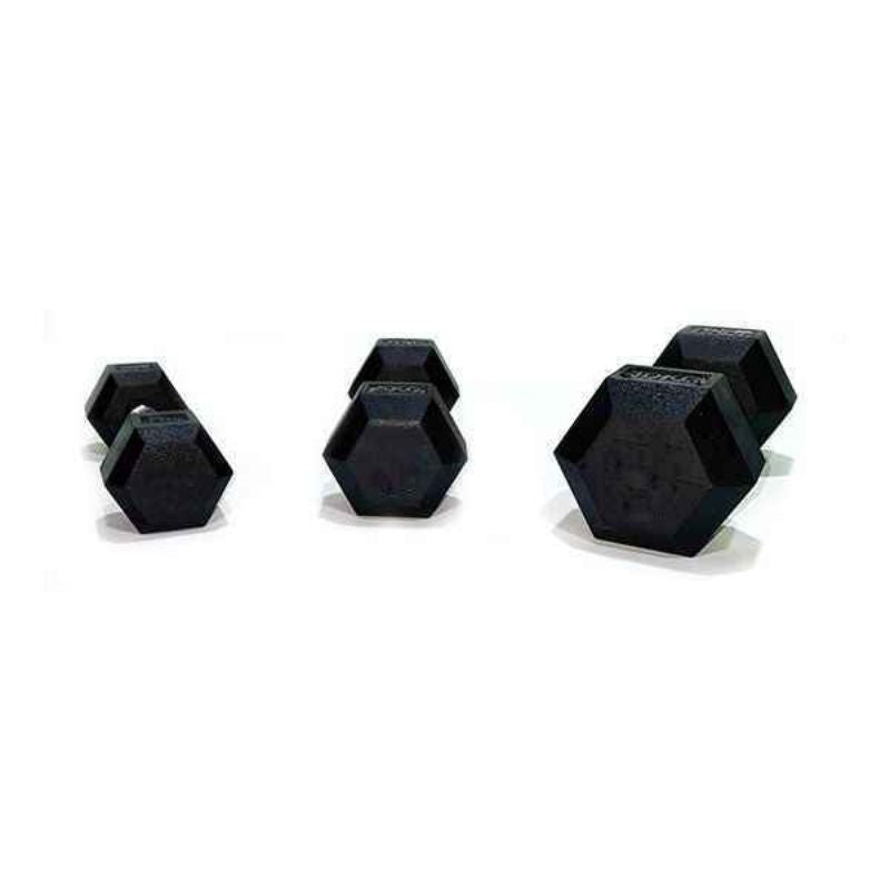 Gym Gear hex rubber dumbbells chrome handle 2.5-15kg set of 6
