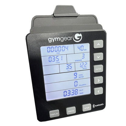 Gym Gear Row Max 2.0 rowing machine view of the monitor