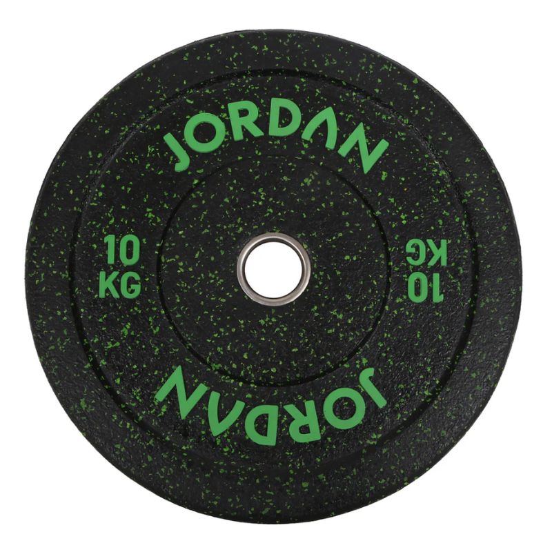 Jordan HG Black Rubber Bumper Plates - Coloured Fleck 10 kg green fleck
