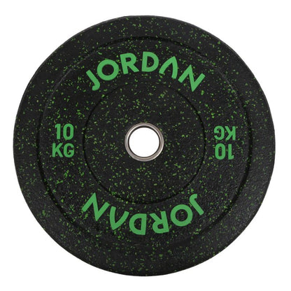 Jordan HG Black Rubber Bumper Plates - Coloured Fleck 10 kg green fleck