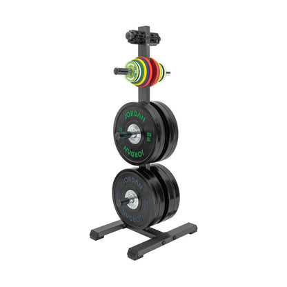 Jordan Olympic Weight Plate Storage Tree in Black or Grey with olympic plates