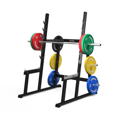 Jordan Squat Rack With Weight Plate Storage in Black or Grey with safety arms