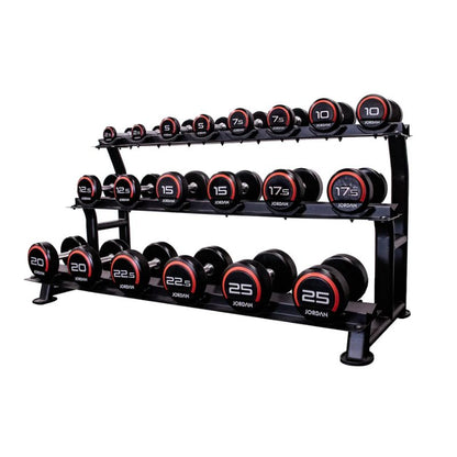 Jordan Urethane Dumbbells in Red set of 10 2.5-25kg 2.5 increments 