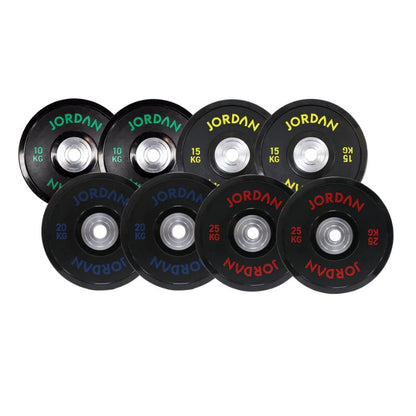 Jordan Urethane bumper plates black with coloured text