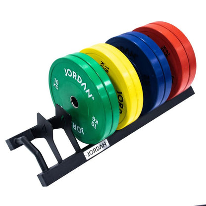 Jordan Weight Plate Toaster Storage Rack in Black with weights in the rack