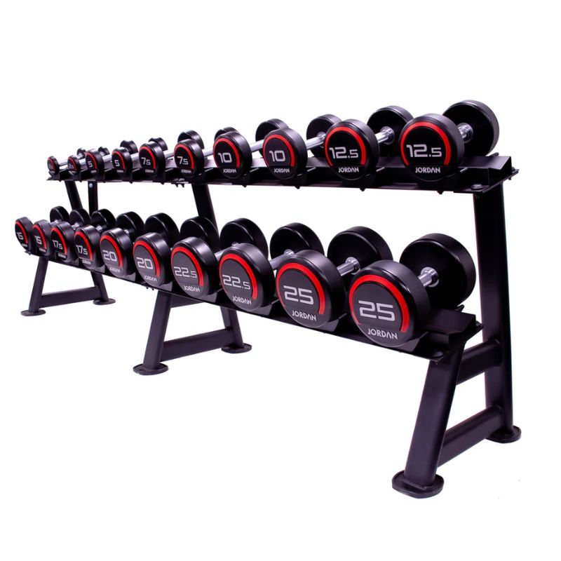 Jordan Urethane Dumbbells in Red set of 10 2.5-25kg 2.5 increments 