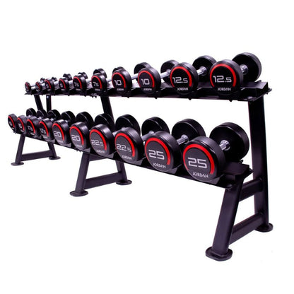 Jordan Urethane Dumbbells in Red set of 10 2.5-25kg 2.5 increments 