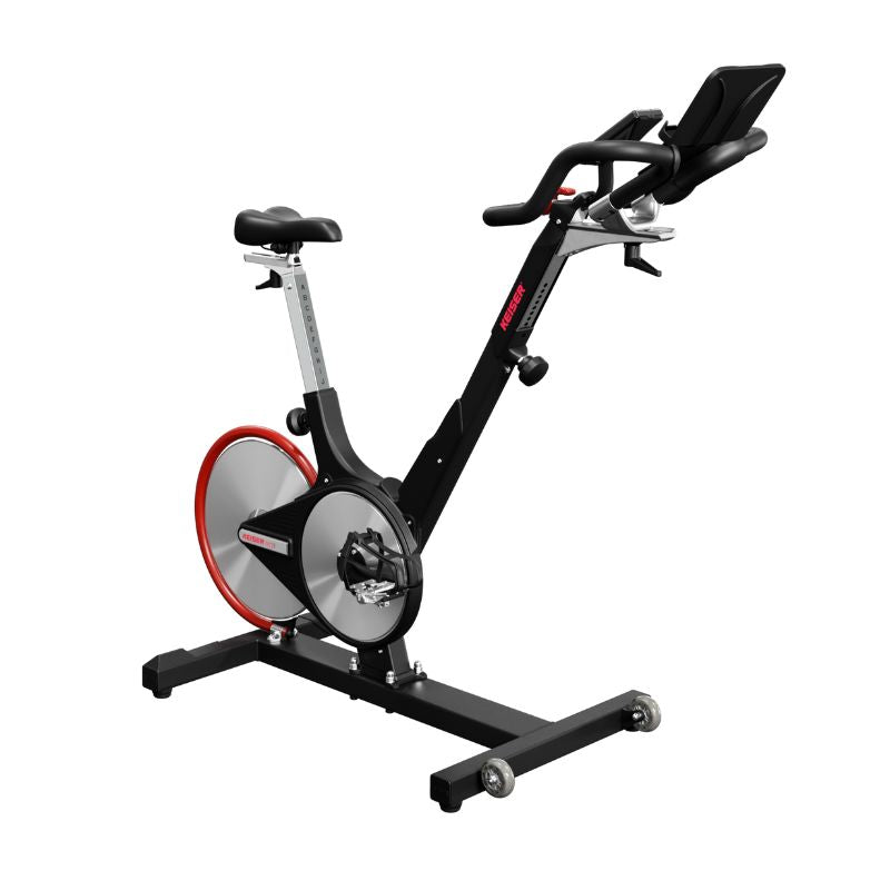 Keiser M3i Studio Plus Indoor Bike bluetooth studio display adjustable frame and fourway handle bars magnetic resistance front view