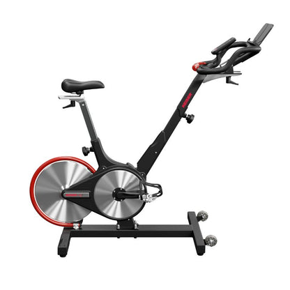 Keiser M3i Studio Plus Indoor Bike bluetooth studio display adjustable frame and fourway handle bars magnetic resistance side ways view