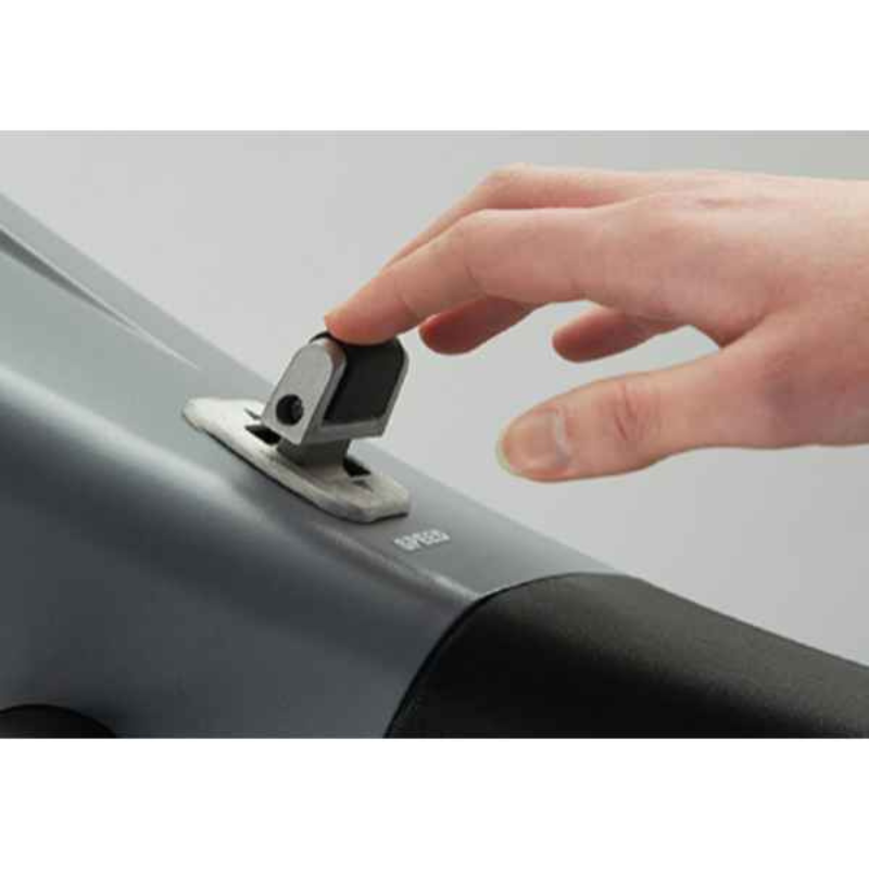 T97 Gym Gear Commercial Treadmill 3HP continuous AC motor top speed 20km/h showing close up of a hand using the paddle to change speed and inclince