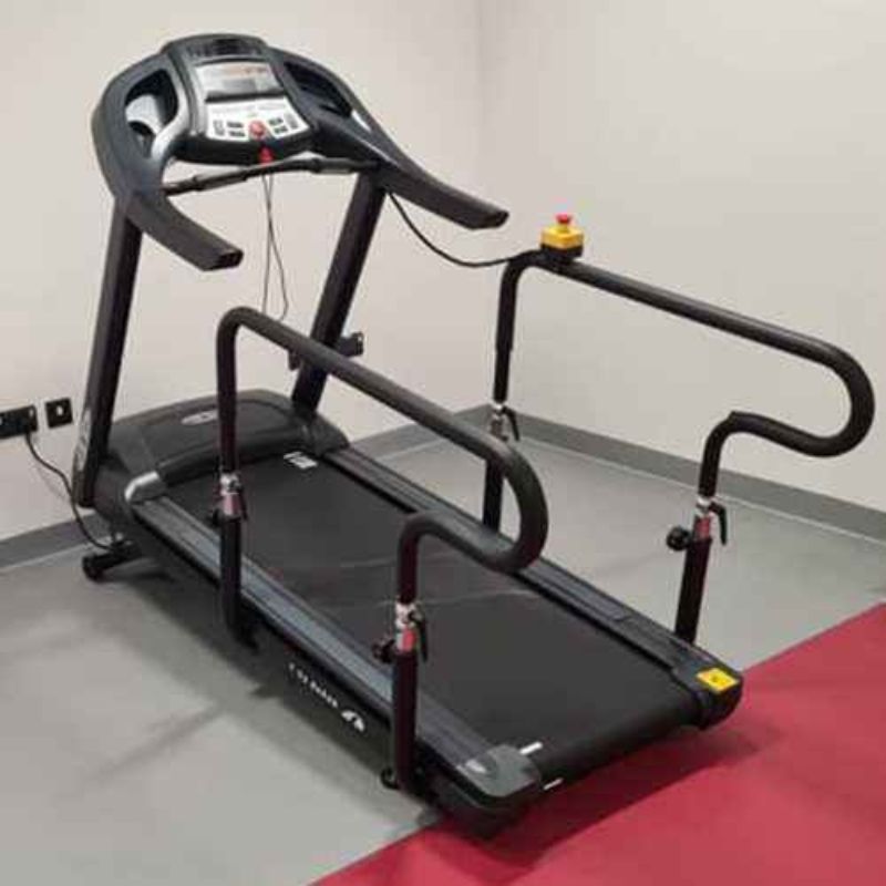 Gym Gear T95 Rehabilitation Treadmill 0.8-19.3km speed 3.5 HP AC (continuous) 5HP AC peak) shows the handrails of the treadmill