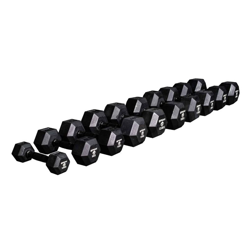 gym gear rubber hex dumbbells with black handle set of 2.5kg-25kg pairs