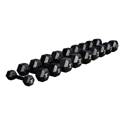gym gear rubber hex dumbbells with black handle set of 2.5kg-25kg pairs