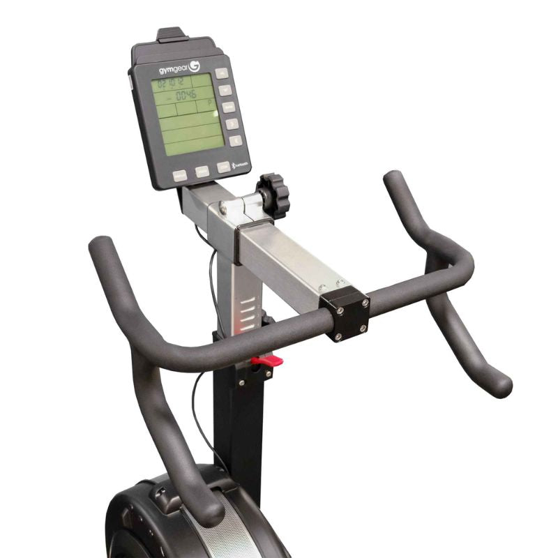 Gym Gear Bike Max 2.0 indoor exercise bike view of handle bars and monitor