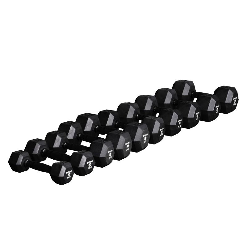 gym gear rubber hex dumbbells with black handle set of 1-10kg pairs