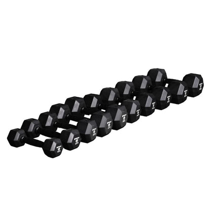 gym gear rubber hex dumbbells with black handle set of 1-10kg pairs