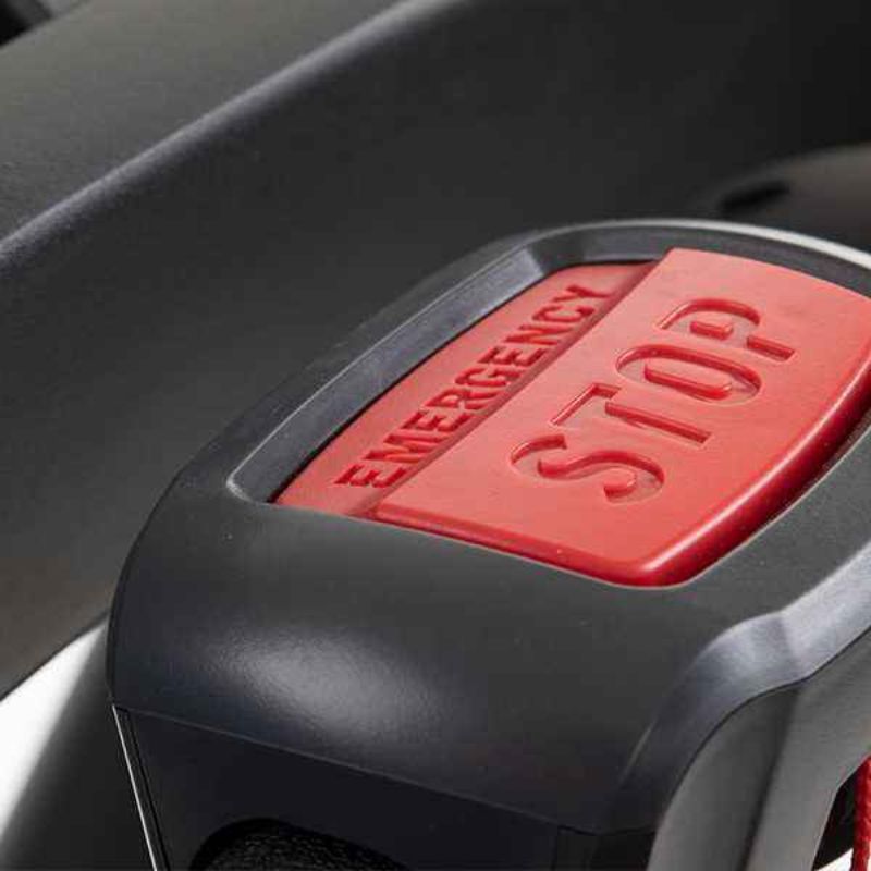 T98 Gym Gear Entertainment series Treadmill 6HP AC motor top speed 25km/h 16 level incline close up of stop safety button